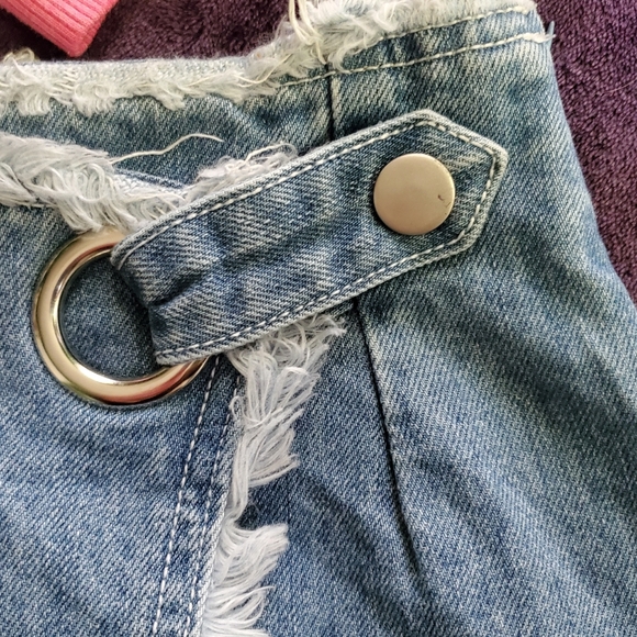 2 Pc. Pink Crop Sweater Outfit Raw Hem Wrap Jean Skirt. SO/Denybules. F-163 - Picture 10 of 12